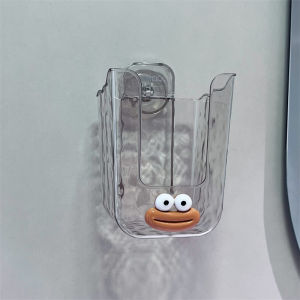 Suction Cup Wet Wipes Storage Box Tissue Box Wall Hanging Kitchen Bathroom Inverted Paper Box Long Rectangle PP Material Cute Style