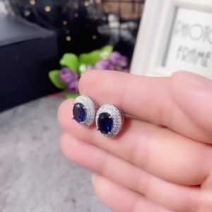 Huitan Temperament Vintage Blue Earrings for Women Luxury Cubic Zirconia Ear Piercing Stud Earrings Wedding Party New Jewelry