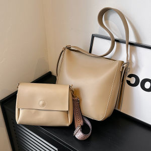 Large Capacity Bucket Bag Womens Crossbody Shoulder Bag Commute Vintage Versatile Soft Texture Tote Bag Casual Pure Color