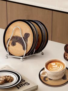 Phụ Kiện Trang Trí Bàn Ăn Bằng Acrylic Retro Office Table Mat Chống Trượt Đồ Trang Trí Để Bàn Đệm Cốc Bằng Nhựa Đệm Cách Nhiệt Hình Tròn