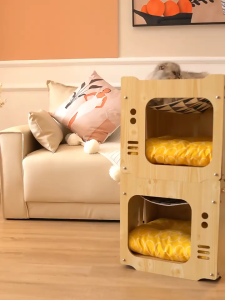 The Luxurious Wooden House Can Be Stacked with Cat Villas Cat Hammocks Climbing Features Special Pet Beds and Pet Supplies