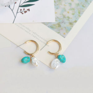 Hoa Tai Ngọc Trai Đá Xanh Turquoise Dành Cho Nữ Phong Cách Cổ Điển Cao Cấp Mới 2022 Thiết Kế Nhỏ Độc Đáo Trang Sức Tai