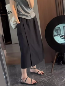 กางเกงทรงเอเอวสูงหลวมๆ สไตล์ลำลอง กางเกงขายาวทรงหลวมสำหรับใส่ทำงานในช่วงฤดูร้อนปี 2024 สำหรับผู้หญิงไซส์ใหญ่