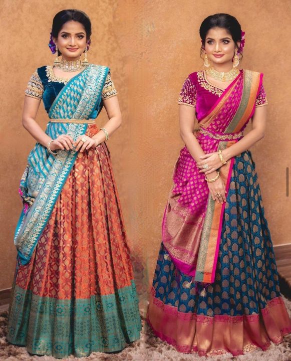 Traditional Half Saree With Dupatta For Women 2023