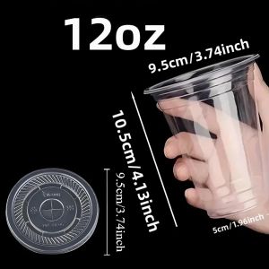Bộ 50 Cốc Nhựa Dùng Một Lần Có Nắp Đậy Cho Cà Phê Sữa Lắc Đồ Uống Lạnh Kích Thước 360/500/700Ml Lý Tưởng Cho Tiệc Dã Ngoại Ngoài Trời Sinh Nhật Đồ Dùng Tiệc Cưới