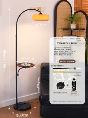 YOULIMEIJIA | Vintage Style Living Room Floor Lamp With Storage Shelf