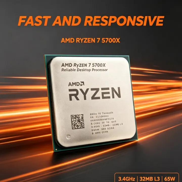 AMD | AMD Ryzen 7 5700X For AM4 Motherboard Upgrade 8‑Core 16‑Thread 3.4GHz 7NM 65W DDR4 32MB L3 Without Fan