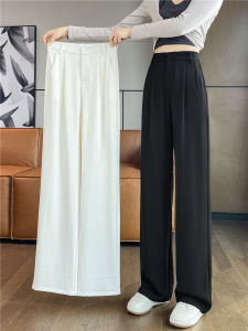 Black Slim Wide Leg Pants Womens Casual High Waist Trousers Straight Cut Suit Pants Spring 2025 New Style Korean Version