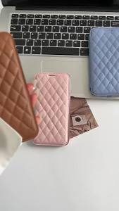 Applicable IPHONE16PRO Phone Case Classic Style Leather Pattern Flip Leather Case 15 Electroplating Magnetic  Sleeve