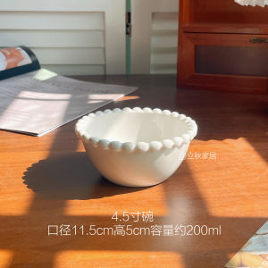 Retro Pure White Pearl Ceramic Dessert Plate Western Dinnerware Pastry Bowl Breakfast Set Simple Style round Shape 6 Inches