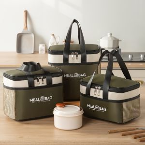 Large Insulated Lunch Bag | Aluminum Foil Thermal Lining + Durable Polyester | Mesh Pocket & Zipper for Work/School/Picnic