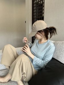 Yvonne Casual Long Sleeve round Neck T-Shirt Women Loose Ice Silk Sun Protection Clothing Cover up Spring Season Ladies Top