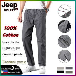 JEEP SPIRIT Multi-Pocket Crane Pants Plus Size Straight Casual Pants Mens Outdoor Loose Sports Outdoor Trousers