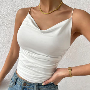 Solid Color High Waist Short Sleeveless Top Womens Fashion Summer High Waist Short Top Pure Color Vest Strapless Crop Top