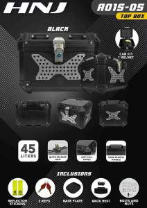 A01S-05  HNJ Top box Hard plastik 45L Single lock w/Backrest
