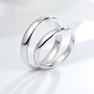 Her Lab Jewelry | Fashion S925 sterling silver engagement wedding rings high-end jewelry diamond rings for couples moissanite plain rings pure love Valentines Day gifts 100% passed diamond detectors. Custom engraving is available