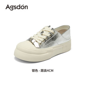 Agsdon Womens Sporty Casual Shoes Thick Bottom Cross Buckle Fashionable White Two-Way Wear Waterproof Rubber Outsole
