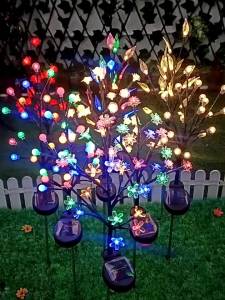Solar Powered Flower Tree Landscape Decor Lights for Lawn Patio Path Backyard Solar Lotus Flower Tree Stake Lights LED Floral