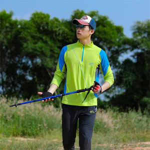 Outdoor Hiking Hiking Quick Drying Clothes Mens Long-Sleeved T-shirt Sports and Fitness Running Plus Size Stretch Breathable Quick-Drying Clothes Summer
