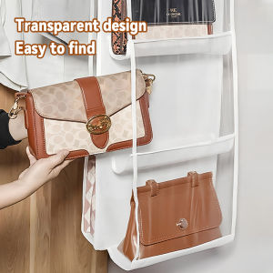 8 Grids Handbag Storage Artifact Bag Dust-proof Cover Door Behind Bag Storage Hanging Shelf Household Dormitory Storage Bag Organizer