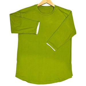 atasan wanita kombinasi lengan/baju wanita o-neck lengan7/8/outfit wanita kekinian model polos