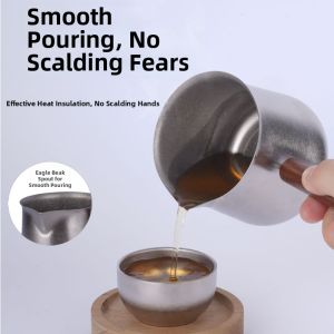 Titanium Teapot Fairness Cup with Tea Filter Wooden Side Handle