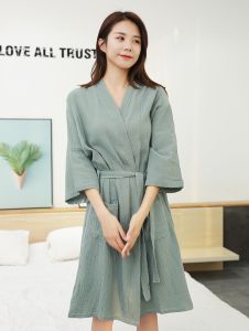 Pure Cotton Bathrobe Short Sleeve Couples Sleepwear Quick Dry Portable Dual Layer Cloth Men Women Adult Summer Spring Home Textile