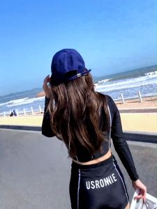 1 Pair Long Sleeve Crop Top Fashion Rashguard Terno Summer Swimming Beach Swimwear Swimsuit Tops OP