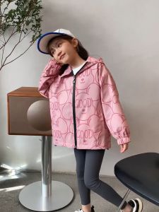 BABYFINE เสื้อโค้ทเด็กญ เสื้อหนาวเด็กญ การออกแบบลวดลายที่ทันสมัย สาวฤดูใบไม้ร่วงบางแฟชั่น Windproof เกาหลีฉบับเสื้อ24810