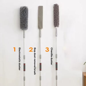 Telescopic Roof dedusting brush Stainless steel pipe Bed Bottom Cleaning Broom Dust Clean Sofa Gap Cleaning Duster Dust Sweep Dedusting Mop 除尘扫把