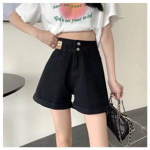 High Waist Curl Denim Shorts Womens Summer 2024 New Arrival Loose Slimming and Wide Leg A- line plus Size Stylish Hot Pants