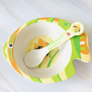 Export Quality Bamboo Fiber Tableware Childrens Bowl Cartoon Baby Solid Food Bowl Kindergarten Baby Home Eating Bowl