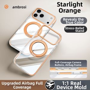 Ambrosi | Transparent Anti-drop Full-wrap Magnetic Stand for iPhone 17 Pro Max