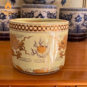 Bát hương Bát Tràng cỡ lớn phi 22cm và 25cm men ngà vàng kim Bát nhang Lư hương thờ cúng