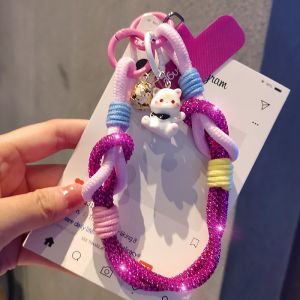 Detachable Water Diamond Short Wristband Mobile Phone Lanyard Portable Womens Model Durable Nylon String Handheld Anti-Loss Creative New Design
