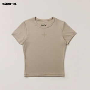 SMFK | Cross Seal Fitted High Elasticity Acetate Skin-Friendly Slightly Tapered T-Shirt