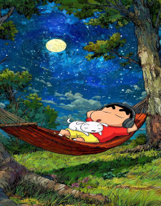 Bandai | Cartoon Crayon Shin-chan Sleeping Dog Oil Painting By Number DIY Wall Decor for Living Room Bedroom Home Decor Gift No Frame