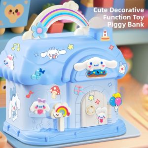 2026 New Childrens Money Box Girl Mushroom House Saving Password Box No Outgoing Gift for Childrens Day DIY Plastic Pink