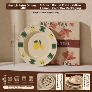 Vintage French Ceramic Plate For Desserts Salad Pasta