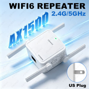 Fenvi | WiFi 6 Repeater AX1500 Dual Band 2.4GHz/5GHz Wireless Range Extender Signal Booster with Gigabit Port for Home Router US Plug