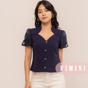 RIMINI - Atasan Wanita Formal Lengan Pendek Puff Size XS-3XL - Aemilia Top CC30148