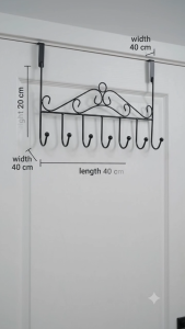 7-Hook Black Iron Over-the-Door Hanging Rack – Decorative Space-Saving Organizer size height 20 cm length 40 cm width 40 cm