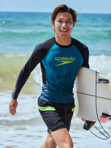 Speedo | Chlorine-Resistant Sun-Protection Mens Long-Sleeved Surf Top