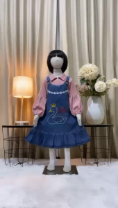 Dress jeans bordir angsa mix shakila anak perempuan usia 3 - 10 tahun | baju dress princess viral model korean style