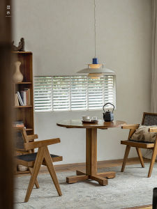 Wood | Teak round Table Quiet Retro Ins Small Apartment For Home Designer B & B All Solid Wood Coffee Table