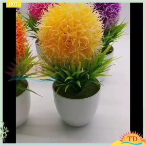 Chậu hoa tú cầu rực rỡ sắc màu (Kèm chậu)-Hoa giả trang trí để bàn- cẩm tú cầu có lá - Cây cỏ bóng