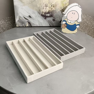 Gray Beige Medium Acrylic Jewelry Storage Box Velvet Tray Necklace Bracelet Pearl Organizer Drawer Divided Plate