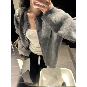 La Chapelle Black Loose Knitted Open Cardigan Womens Spring Autumn New Lazy Style Casual High-End Feeling Outerwear Sweater