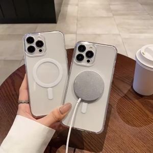 เคสโทรศัพท์แม่เหล็กรูแม่นยำสำหรับ iPhone 17 16 Pro Max 15 14 13 12 11 Magsafe เคสแข็ง PC ใส