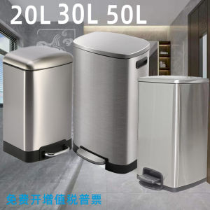 Square Sanding Stainless Steel Trash Can Pedal Flip Cover Large Capacity Fireproof for Home Use Outdoor Living Room Waste Bin